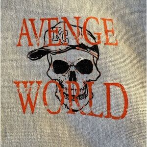 Avenge World skull Graphic Crew Sweatshirt Independent Trading Sz L
